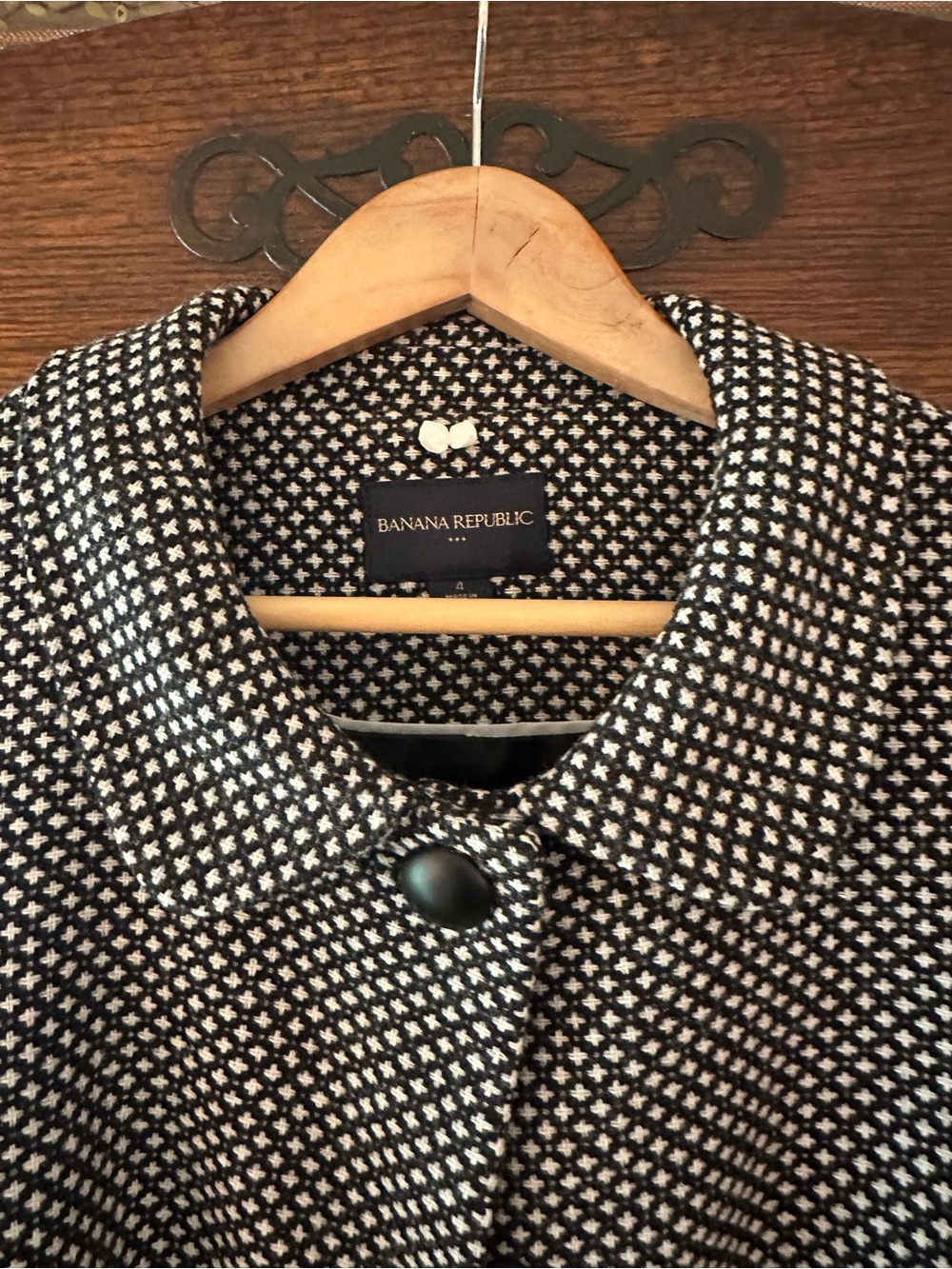 Banana Republic Black & White Cropped Jacket Size 4 Work Office Event Evening - Picture 7 of 11